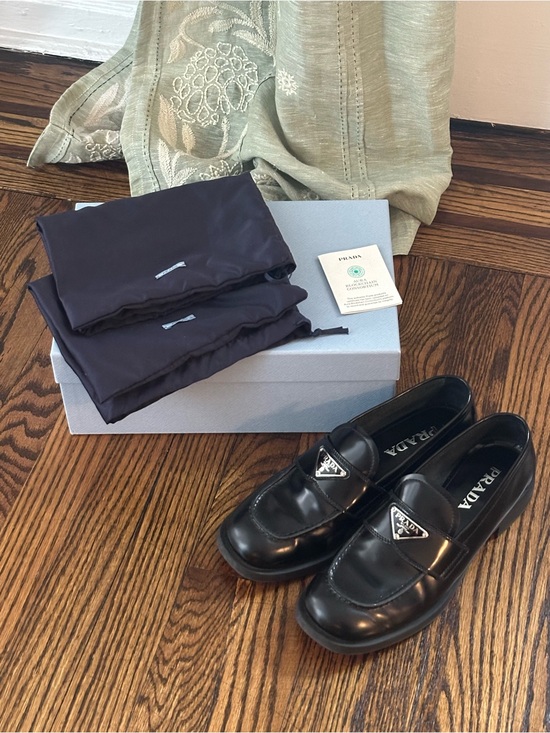 Prada Shoes - Prada Black Leather Penny Loafers for Women